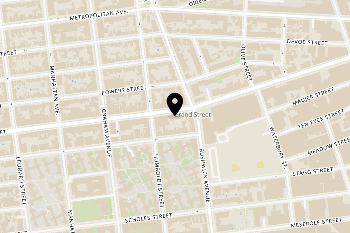 Map showing the location of Best Pizza Grand St on 800 Grand St in Brooklyn