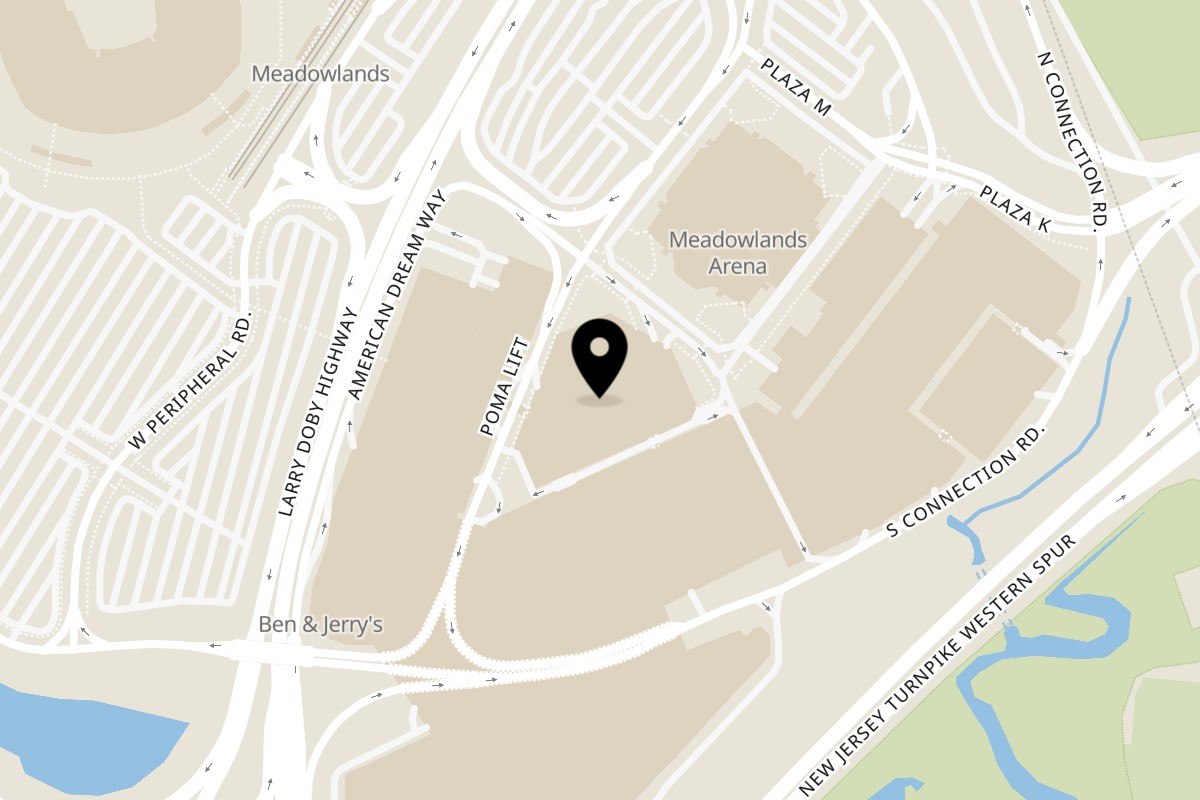 Map showing the location of Best Pizza American Dream on 1 American Dream Wy in East Rutherford